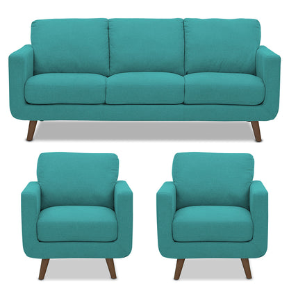Adorn India Damian 3+1+1 5 Seater Sofa Set (Aqua Blue) (3 Year Warranty)