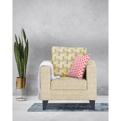 Adorn India Straight line Plus Bricks 1 Seater Sofa (Beige) (3 Year Warranty)