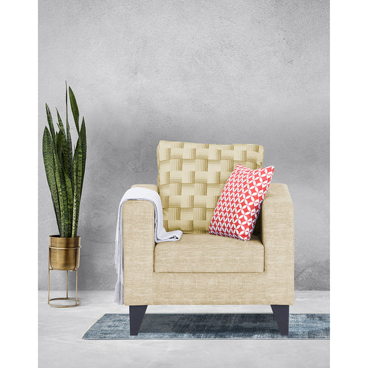 Adorn India Straight line Plus Bricks 1 Seater Sofa (Beige) (3 Year Warranty)
