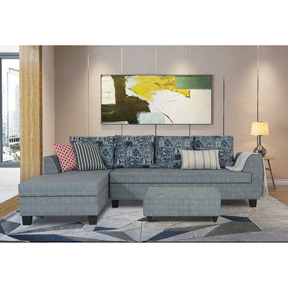 Adorn India Raiden Crafty L Shape 6 Seater Sofa Set with Center Table (Left Hand Side) (Grey) (3 Year Warranty)