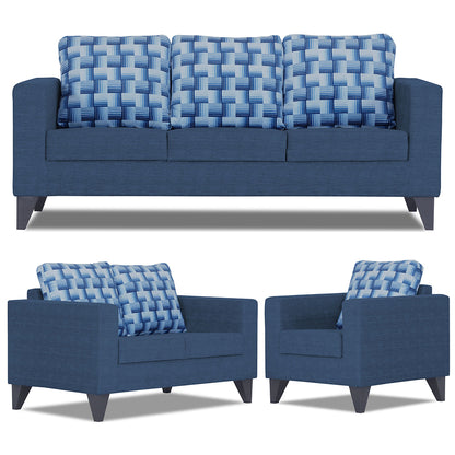 Adorn India Straight line Plus Bricks 3+2+1 6 Seater Sofa Set (Blue) (3 Year Warranty)