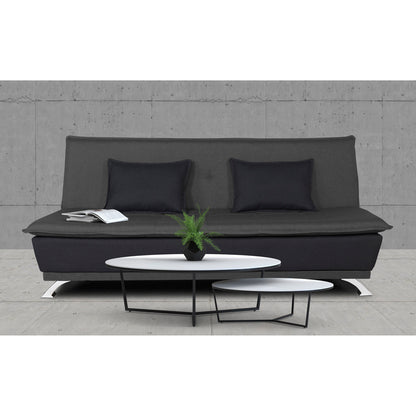 Adorn India Exclusive Two Tone Arden 4 Seater Wood Sofa Cum Bed 4 x 6 (Dark Grey & Black)