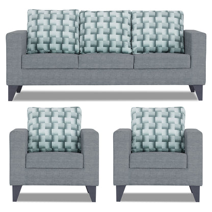 Adorn India Straight line Plus Bricks 3+1+1 5 Seater Sofa Set (Grey) (3 Year Warranty)