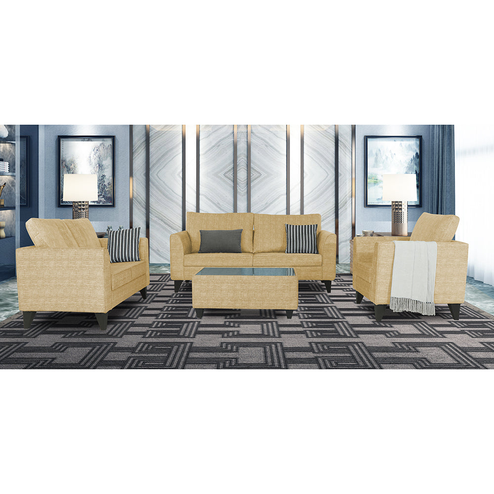 Adorn India Enzo Decent 3+2+1 6 Seater Sofa Set with Centre Table (Beige)