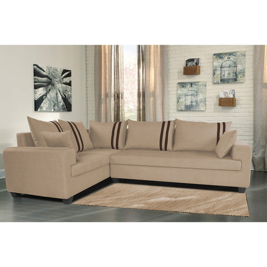 Adorn India Winston L Shape 6 Seater Sofa Set (Left Side) (Beige)