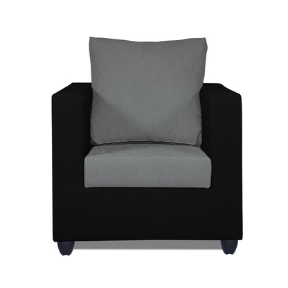 Adorn India Zink 1 Seater Sofa (Grey & Black)