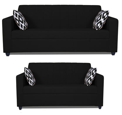 Adorn India Rio Highback 3+2 5 Seater Sofa Set (Black) (3 Year Warranty)
