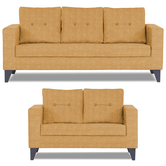 Adorn India Hallton Tufted 3-2 Five Seater Sofa Set (Beige) (3 Year Warranty)