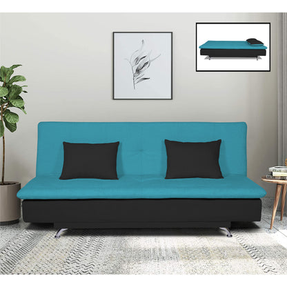 Adorn India Aspen 3 Seater Sofa cumbed(Aqua Blue & Black) (3 Year Warranty)