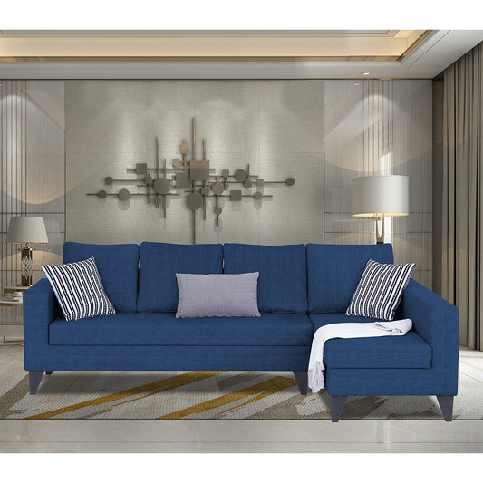 Adorn India Beetle Plus Bricks L Shape 6 Seater Sofa Set (Right Hand Side) (Blue) (3 Year Warranty)