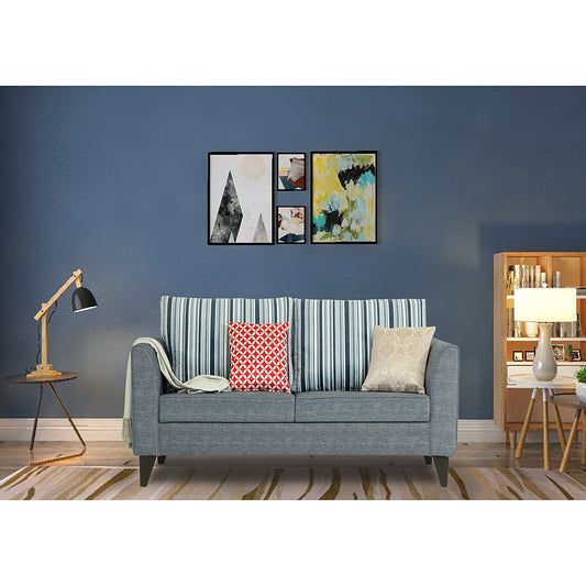 Adorn India Lawson Stripes 2 Seater Sofa (Grey)
