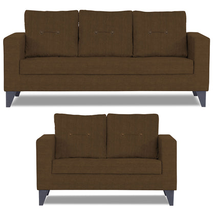 Adorn India Hallton Tufted 3+2 5 Seater Sofa Set (Brown) (3 Year Warranty)