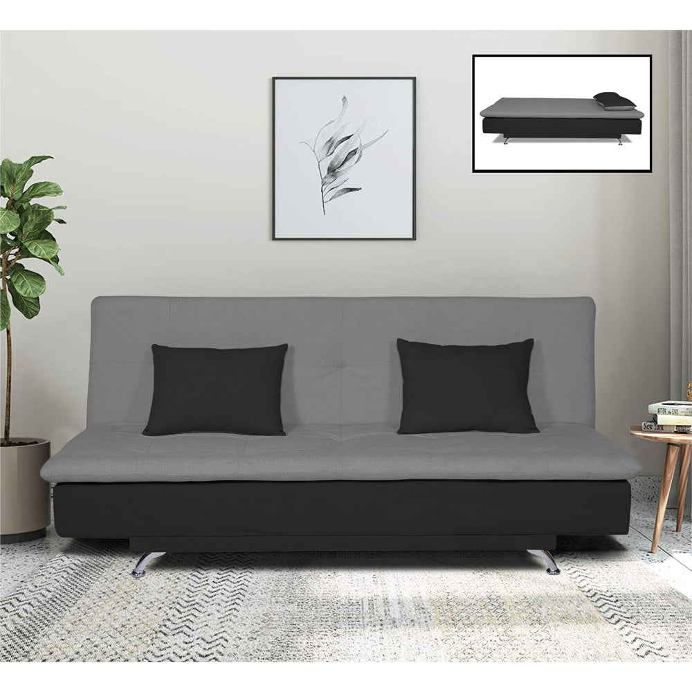 Adorn India Aspen 3 Seater Sofa Cum Bed (Dark Grey and Black) (3 Year Warranty)