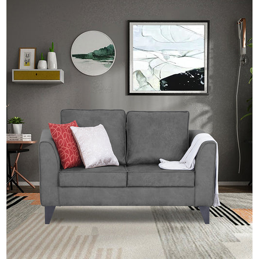 Adorn India Enzo Decent Premium Leatherette Suede 2 Seater Sofa (Grey)