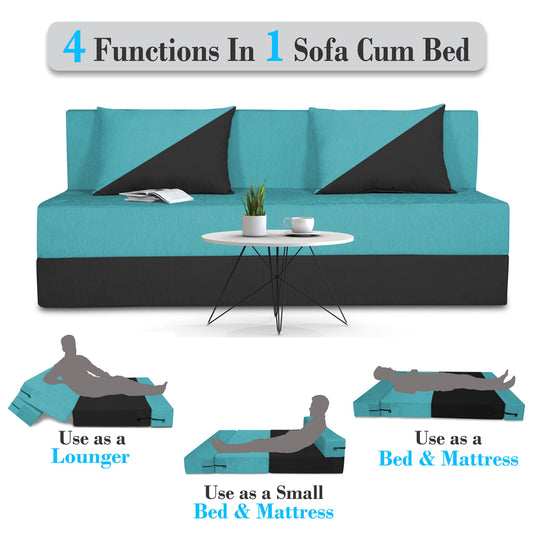 Adorn India Easy Desmond 4 Seater Sofa Cum Bed 6 x 6 (Rust & Black) (1 Year Warranty)