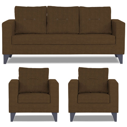 Adorn India Hallton Tufted 3+1+1 5 Seater Sofa Set (Brown) (3 Year Warranty)