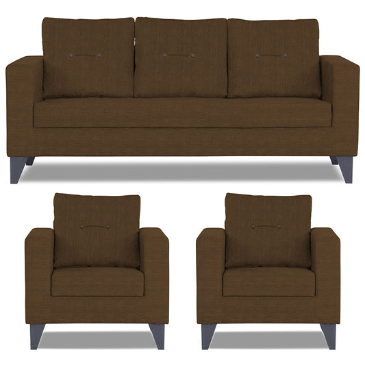 Adorn India Hallton Tufted 3+1+1 5 Seater Sofa Set (Brown) (3 Year Warranty)