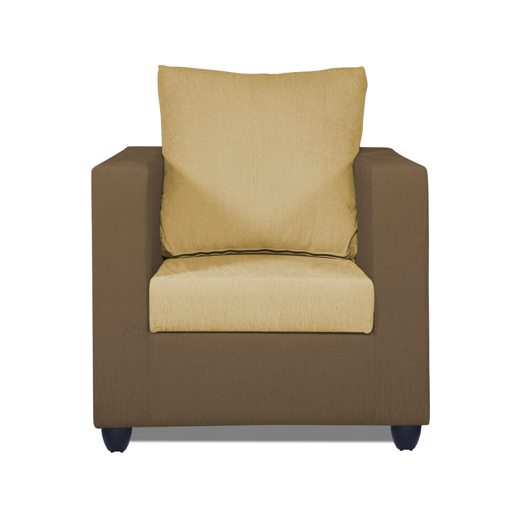 Adorn India Zink 1 Seater Sofa (Brown & Beige)
