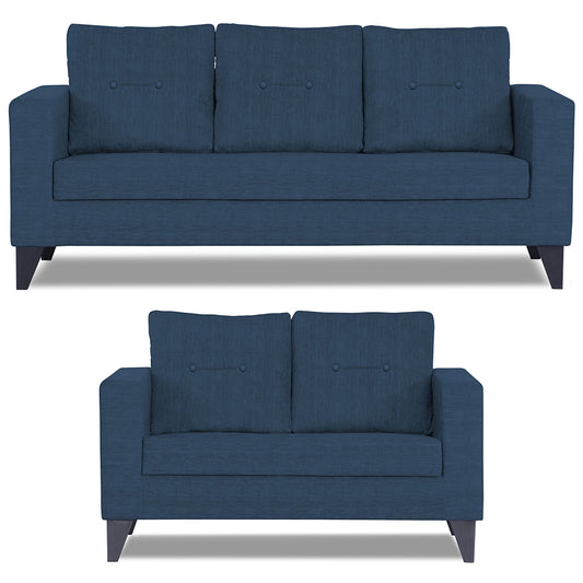 Adorn India Hallton Tufted 3-2 Five Seater Sofa Set (Blue)  (3 Year Warranty)