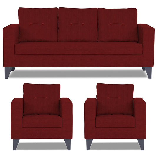 Adorn India Hallton Tufted 3+1+1 5 Seater Sofa Set (Maroon) (3 Year Warranty)