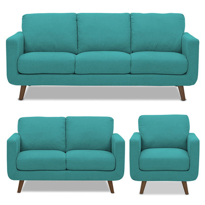 Adorn India Damian 3+2+1 6 Seater Sofa Set (Aqua Blue) (3 Year Warranty)