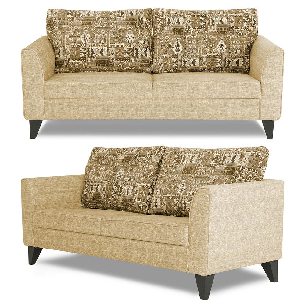 Adorn India Sheldon Craftys 3+1+1 5 Seater Sofa Set with Centre Table (Beige)