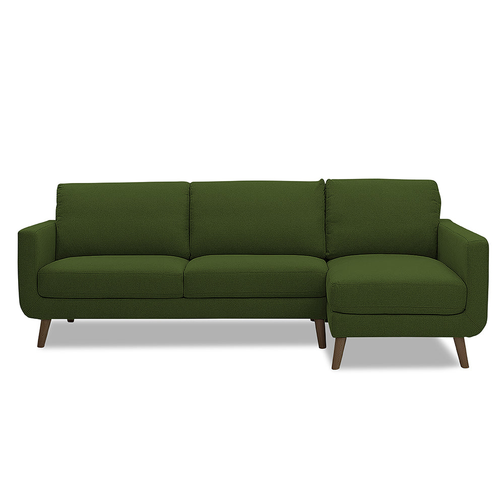 Adorn India Damian L Shape 6 Seater Sofa Set RHS (Green) (3 Year Warranty)