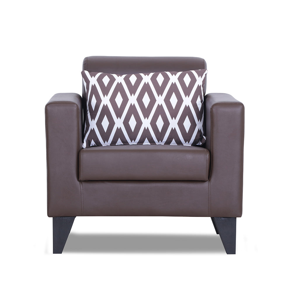 Adorn India Bladen Leatherette 1 Seater Sofa (Brown)