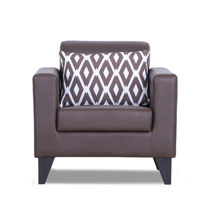 Adorn India Bladen Leatherette 1 Seater Sofa (Brown)
