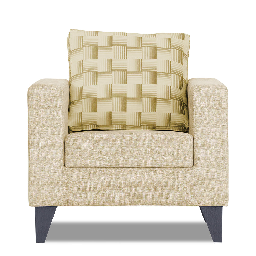 Adorn India Straight line Plus Bricks 1 Seater Sofa (Beige) (3 Year Warranty)