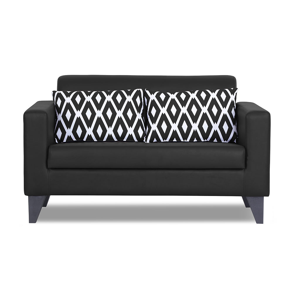 Adorn India Bladen Leatherette 2 Seater Sofa (Black)