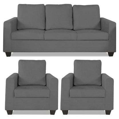 Adorn India Wood Russell 3-1-1 Five Seater Sofa Set (Grey)