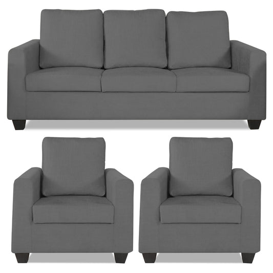 Adorn India Wood Russell 3-1-1 Five Seater Sofa Set (Grey)