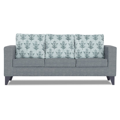 Adorn India Straight line Plus Leaf 3 Seater Sofa (Grey) (3 Year Warranty)