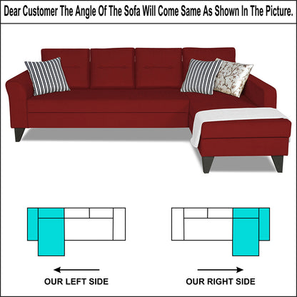 Adorn India Maddox Tufted L Shape 5 Seater Sofa Sofa Set RHS (Maroon) (3 Year Warranty)