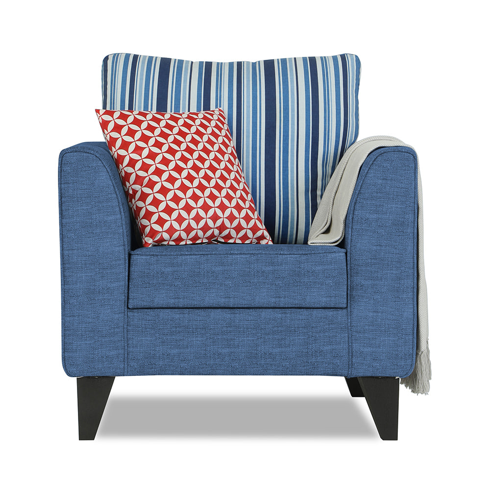 Adorn India Lawson Stripes 1 Seater Sofa (Blue)