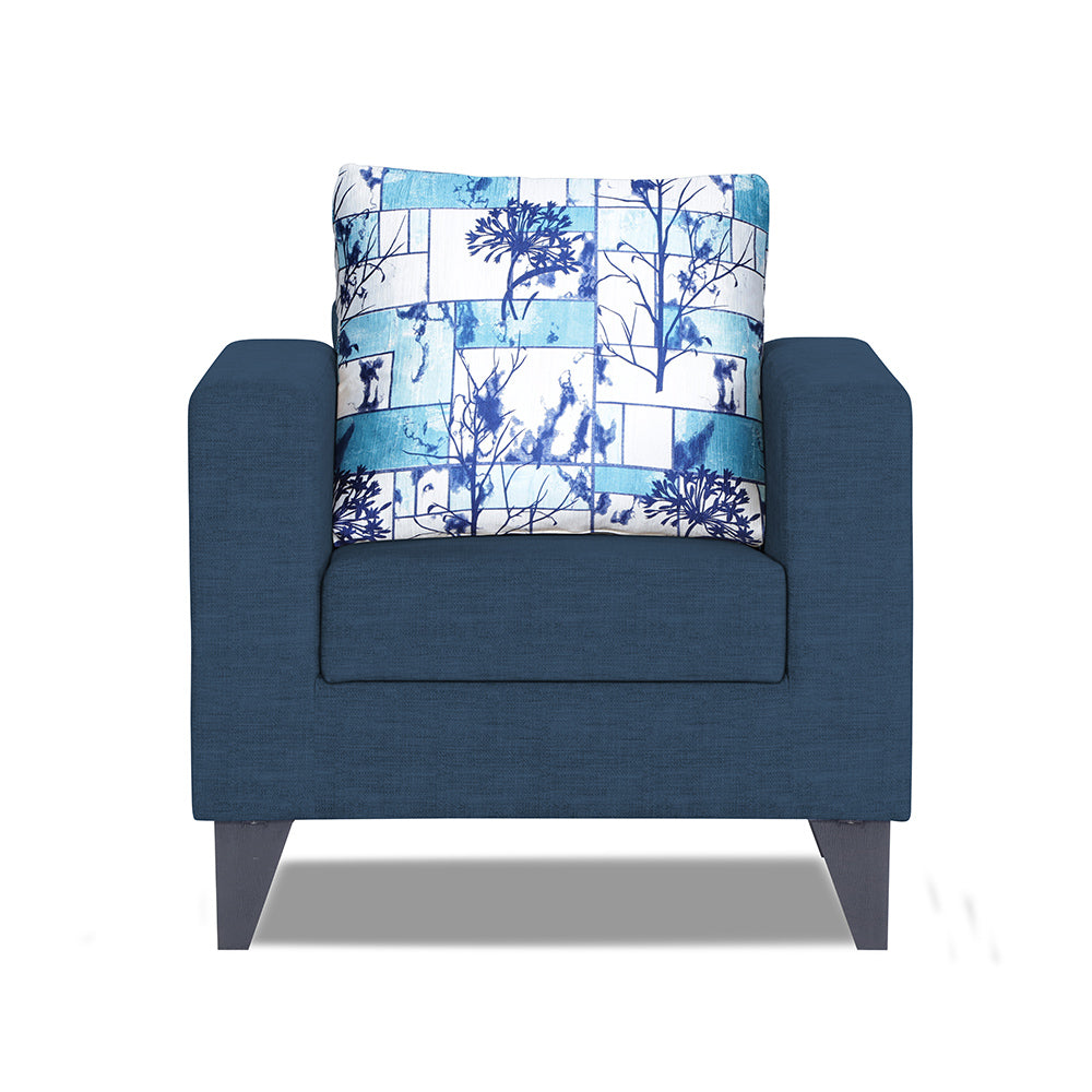 Adorn India Hallton Digitel Print 1 Seater Sofa (Blue) (3 Year Warranty)