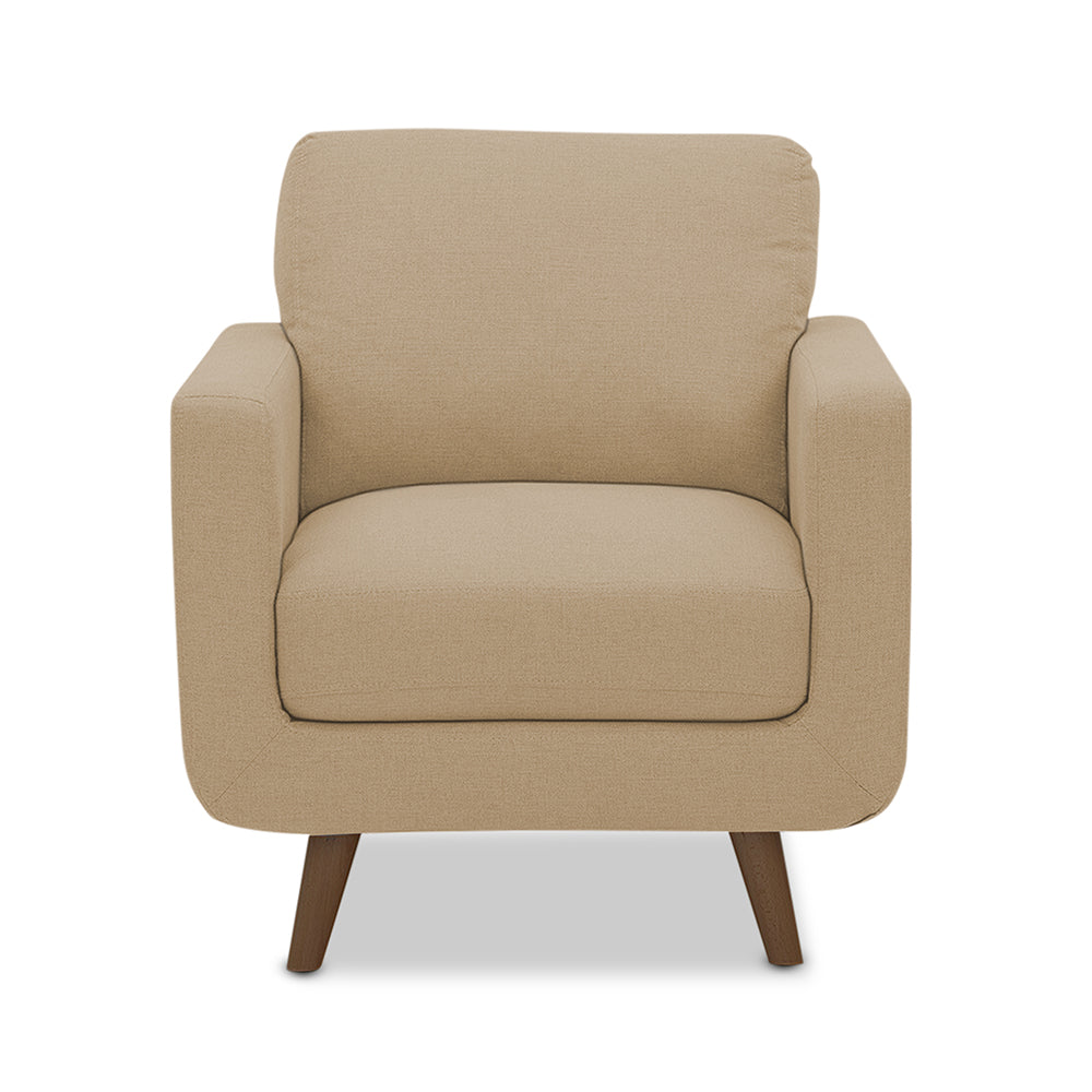 Adorn India Damian 1 Seater Sofa (Beige) (3 Year Warranty)