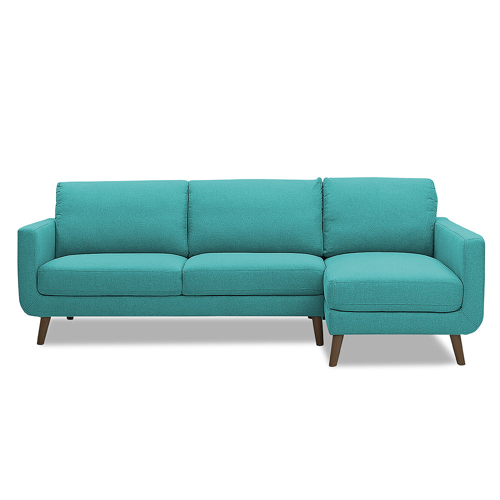 Adorn India Damian L Shape 6 Seater Sofa Set RHS (Aqua Blue) (3 Year Warranty)