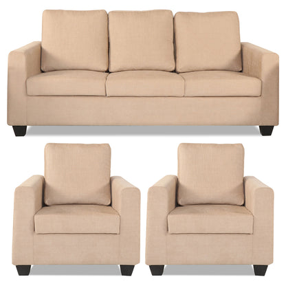 Adorn India Wood Russell 3-1-1 Five Seater Sofa Set (Beige)