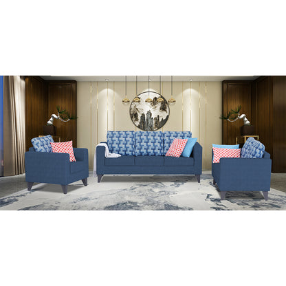 Adorn India Straight line Plus Bricks 3+2+1 6 Seater Sofa Set (Blue) (3 Year Warranty)