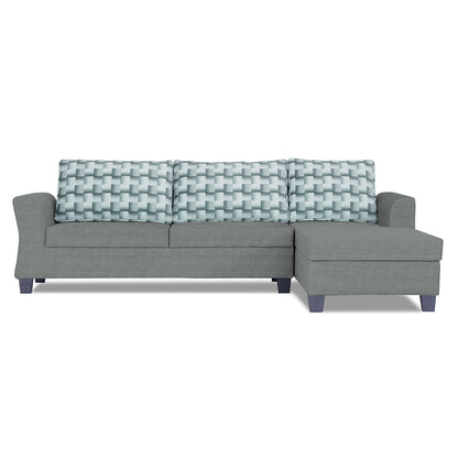 Adorn India Valencia Plus Bricks L Shape 6 Seater Sofa Set (Right Hand Side) (Grey)