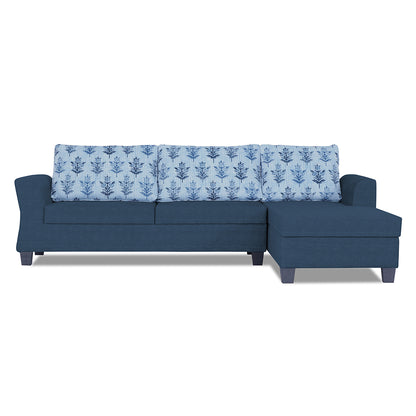 Adorn India Valencia Plus L Shape 6 Seater Sofa Set Leaf (Right Hand Side) (Blue)