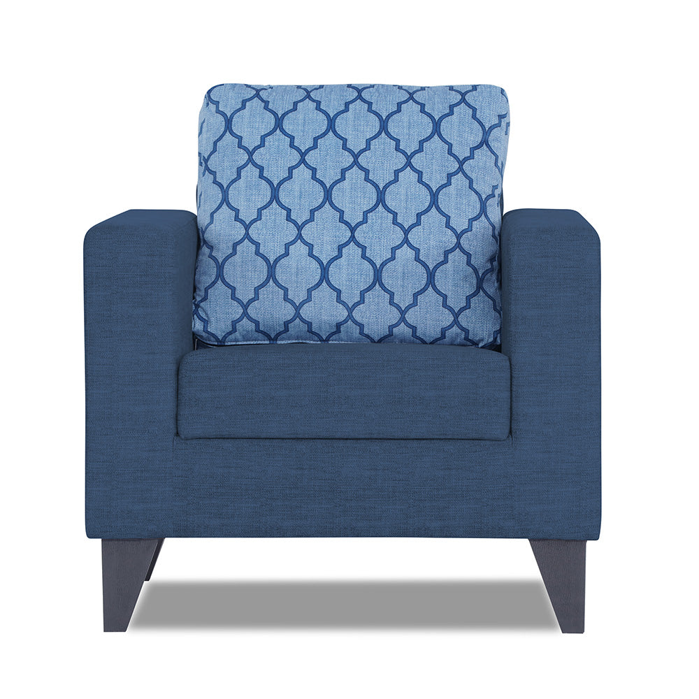 Adorn India Straight line Plus Blossom 1 Seater Sofa (Blue) (3 Year Warranty)