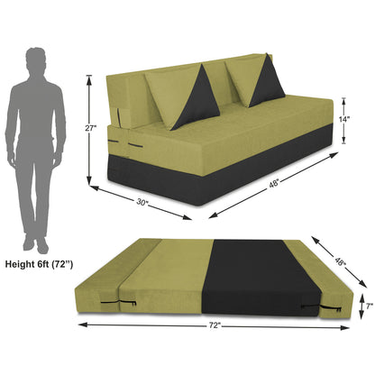 Adorn India Easy Desmond 2 Seater Sofa Cum Bed 4 x 6 (Green & Black) (1 Year Warranty)