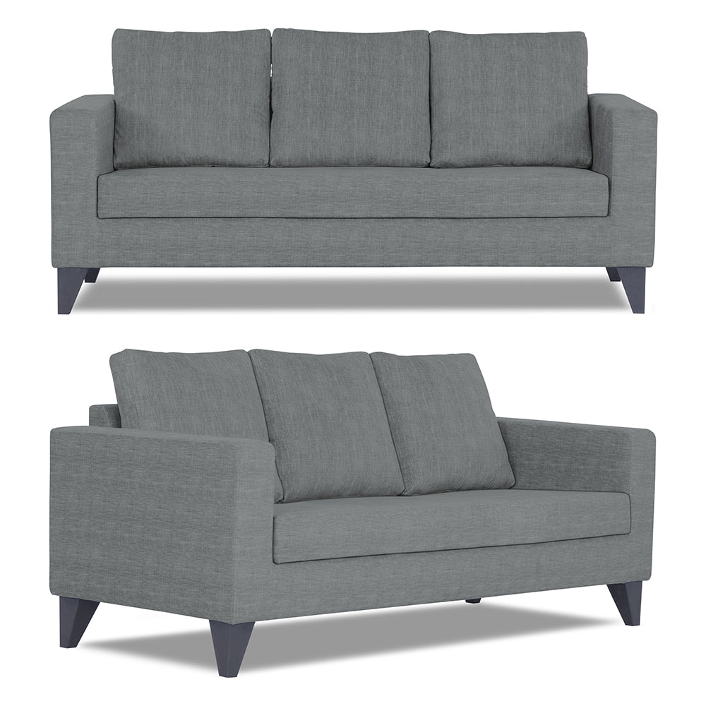 Adorn India Hallton Plain 3+2 5 Seater Sofa Set (Grey) (3 Year Warranty)