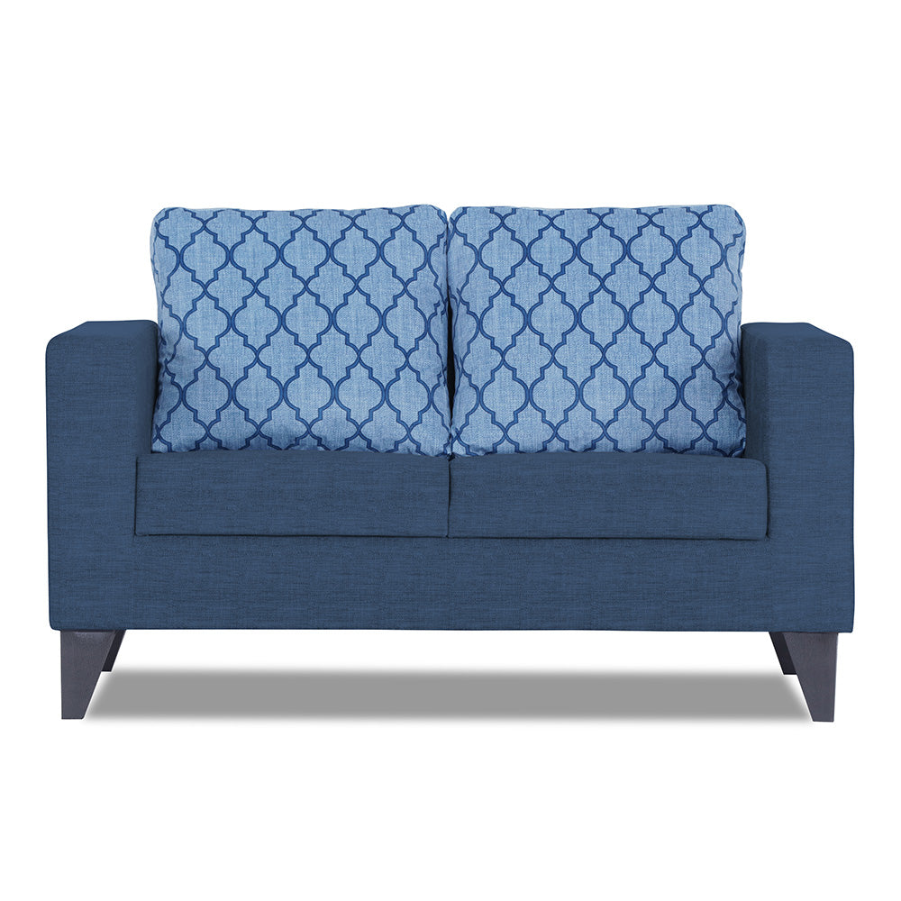 Adorn India Straight line Plus Blossom 2 Seater Sofa (Blue) (3 Year Warranty)