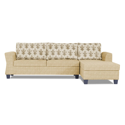 Adorn India Valencia Plus L Shape 6 Seater Sofa Set Leaf (Right Hand Side) (Beige)