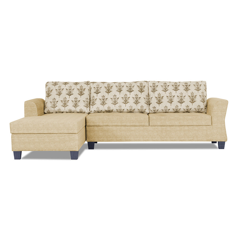 Adorn India Valencia Plus L Shape 6 Seater Sofa Set Leaf (Left Hand Side) (Beige)