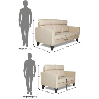 Adorn India Cardello 3-2 Five Seater Sofa Set (Beige) (3 Year Warranty)